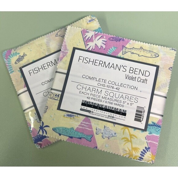 FISHERMAN'S BEND Robert Kaufman Fabrics 2 Charm Packs BONUS Pattern Included - Picture 2 of 4